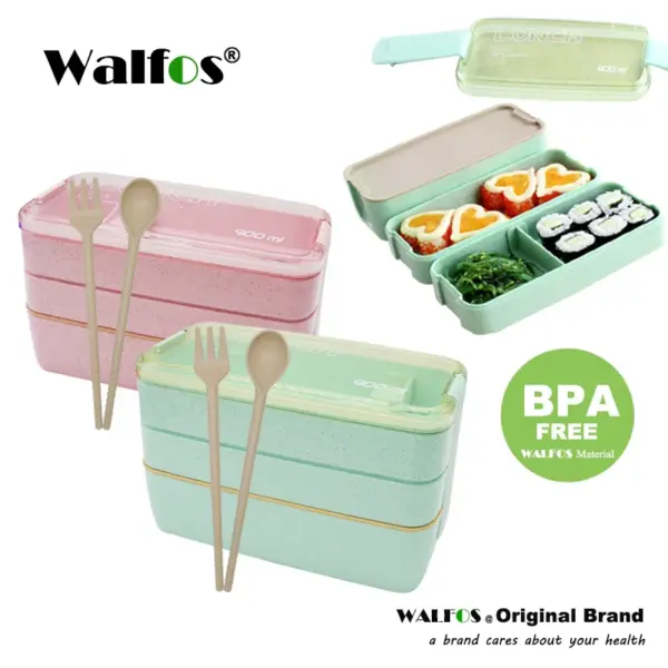 Walfos 900ml Three-Tier Bento Lunch Box Walfos 900ml Three-Tier Bento Lunch Box