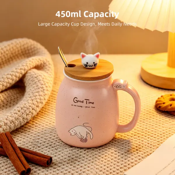 Walfos 450ml Ceramic Cat Mug with Lid & Spoon Walfos 450ml Ceramic Cat Mug with Lid & Spoon