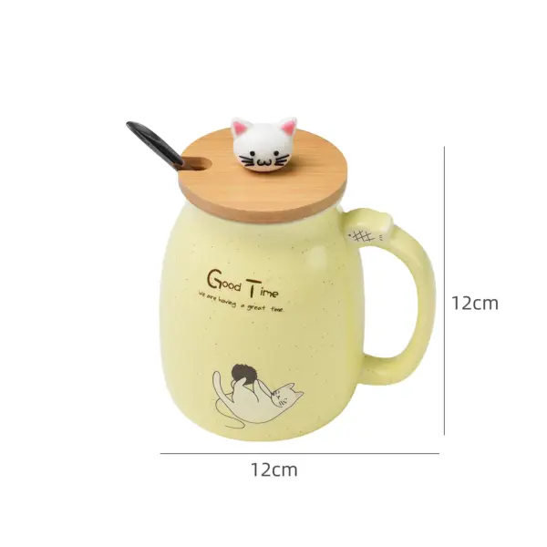 Walfos 450ml Ceramic Cat Mug with Lid & Spoon Walfos 450ml Ceramic Cat Mug with Lid & Spoon