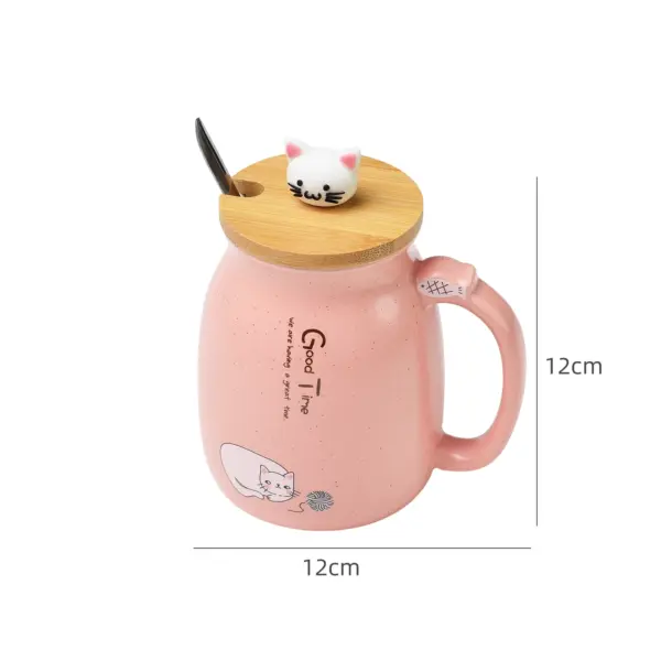 Walfos 450ml Ceramic Cat Mug with Lid & Spoon Walfos 450ml Ceramic Cat Mug with Lid & Spoon