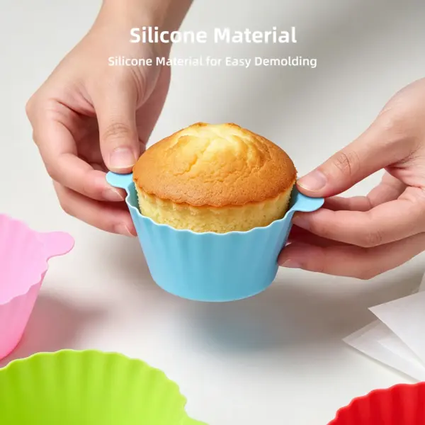 Walfos Silicone Muffin Cups with Handles — 12 Pieces Walfos Silicone Muffin Cups with Handles — 12 Pieces