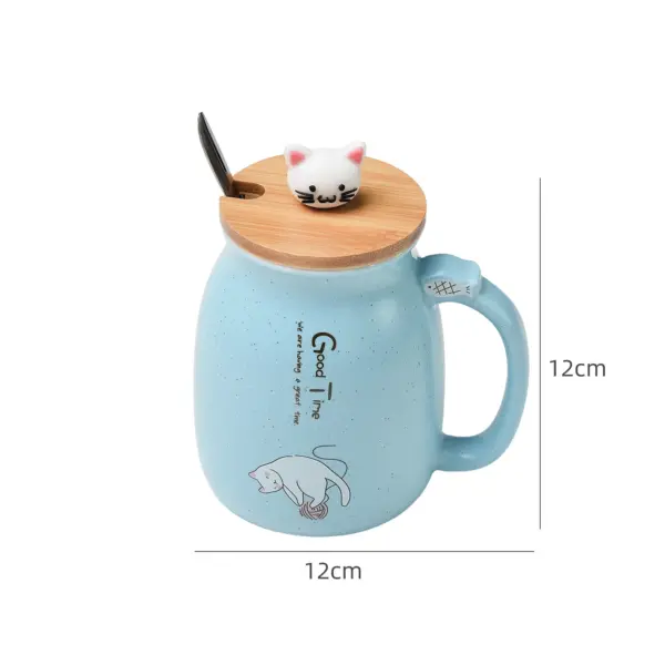Walfos 450ml Ceramic Cat Mug with Lid & Spoon Walfos 450ml Ceramic Cat Mug with Lid & Spoon