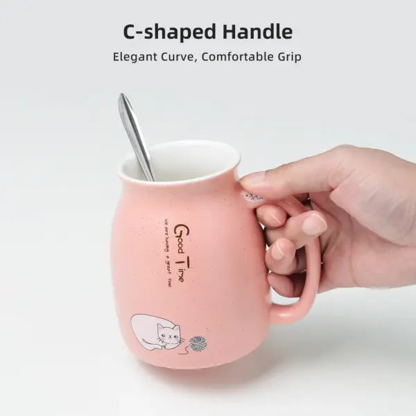 Walfos 450ml Ceramic Cat Mug with Lid & Spoon Walfos 450ml Ceramic Cat Mug with Lid & Spoon